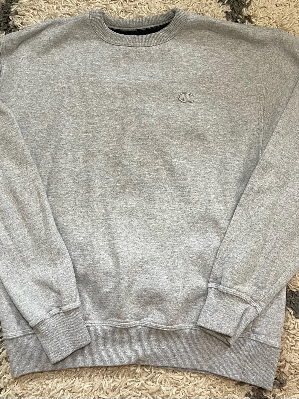 Champion Gray Crewneck Sweatshirt with Embroidered C Logo